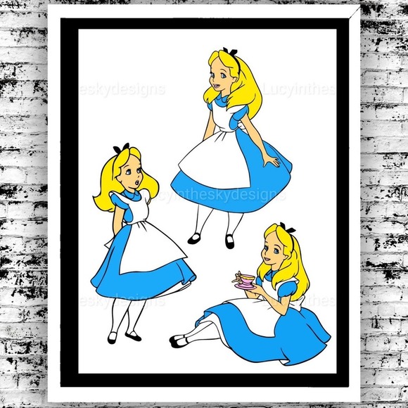 Alice in Wonderland Bright Art Print 8.5x11 - Picture 1 of 5